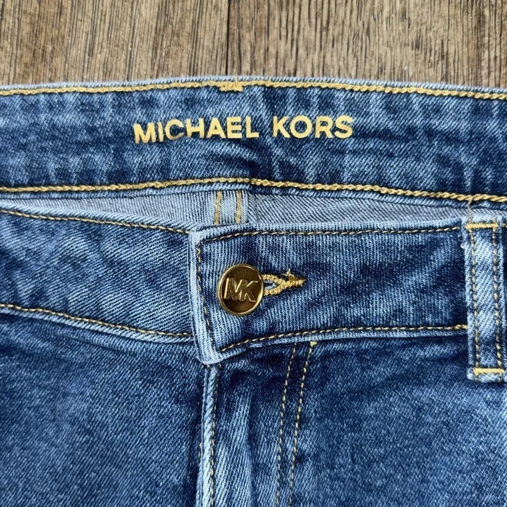 Michael Kors Selma Cropped Flare High Rise Jeans Medium Indigo